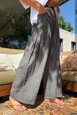 Rustic Nature Linen Blend Pocket Pleat Wide Leg Washed Charcoal